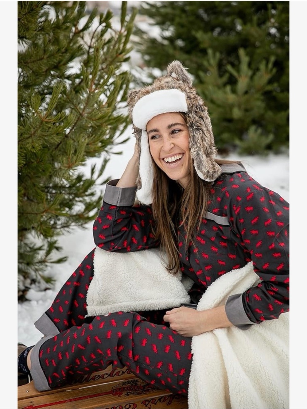 Lazy One mini moose cotton pj set